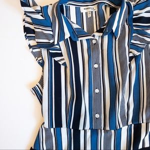 Monteau Stripe Dress Blue and White